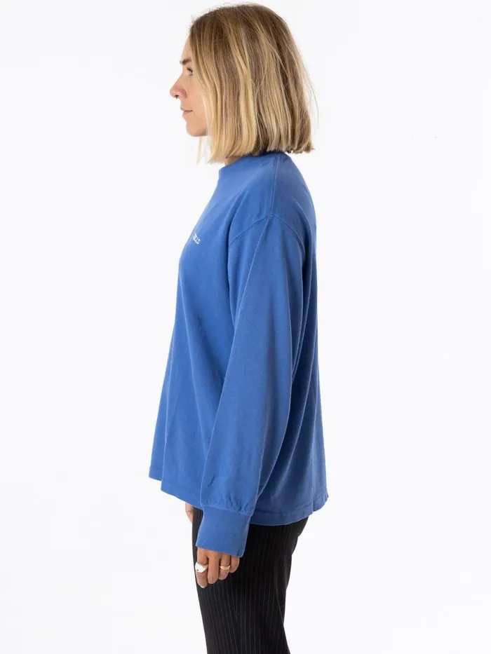 Womens Spectral Long Sleeve Oversized Tee Vintage Royal Blue Thrills Tops and Tees