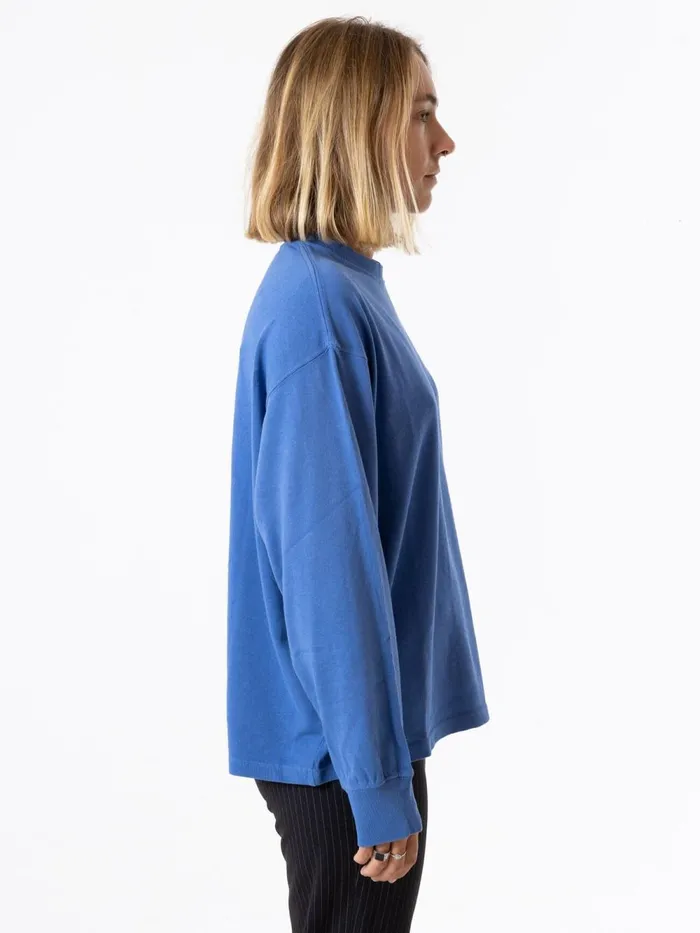 Womens Spectral Long Sleeve Oversized Tee Vintage Royal Blue Thrills Tops and Tees