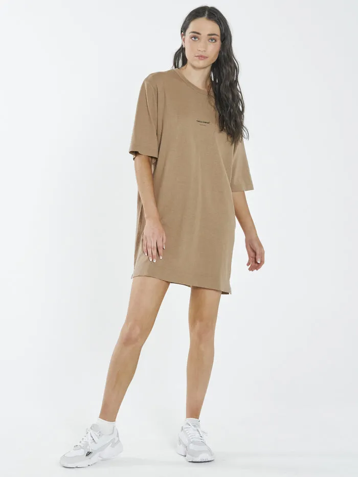 Womens Stamp Hemp Box Tee Dress Sand Thrills Dresses