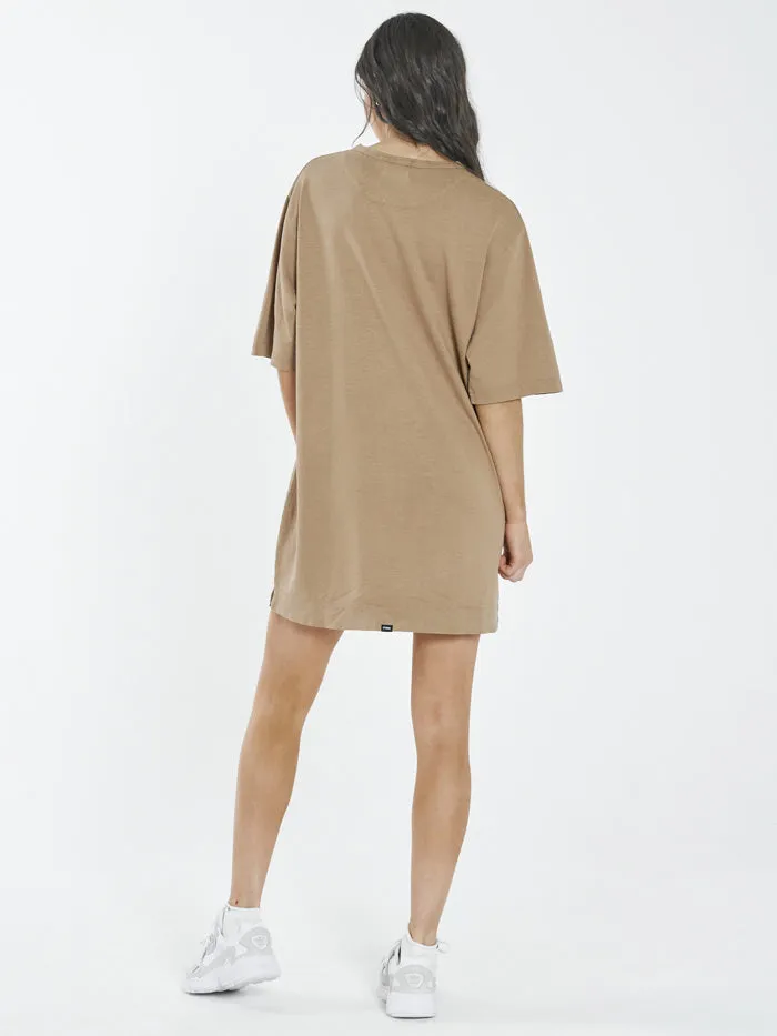 Womens Stamp Hemp Box Tee Dress Sand Thrills Dresses