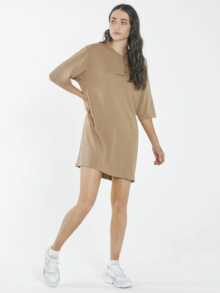 Womens Stamp Hemp Box Tee Dress Sand Thrills Dresses