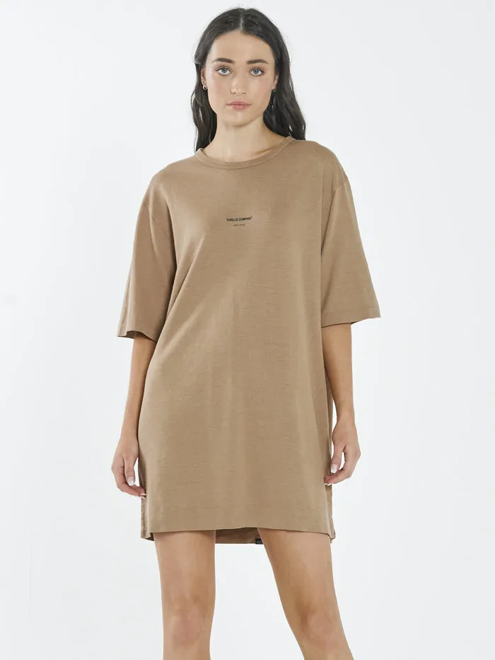 Womens Stamp Hemp Box Tee Dress Sand Thrills Dresses