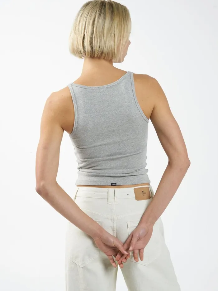 Womens Sydney Plunge Tank Grey Marle Thrills Tops and Tees