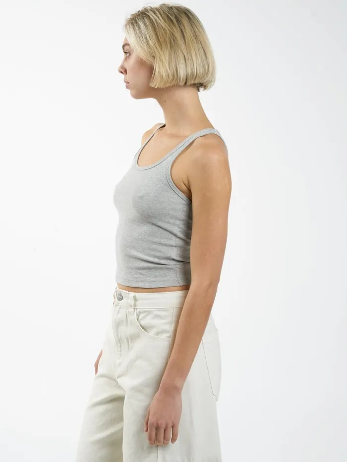 Womens Sydney Plunge Tank Grey Marle Thrills Tops and Tees