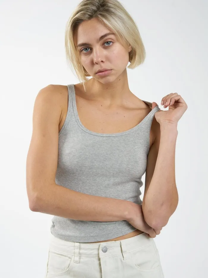 Womens Sydney Plunge Tank Grey Marle Thrills Tops and Tees