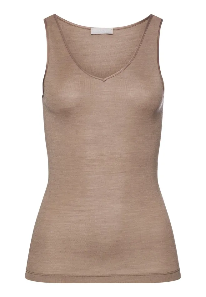 Wool And Silk VNeck Tank Top Taupe Women HANRO Tank Tops