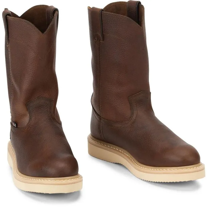 Work Men Justin Boots Axe 10034 Work Boot Wedge Light Brown 040brown041