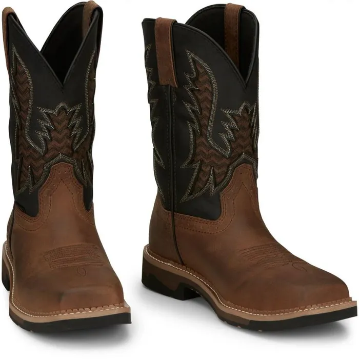 Work Men Justin Boots Bolt 11034 Nano Composite Toe Brown