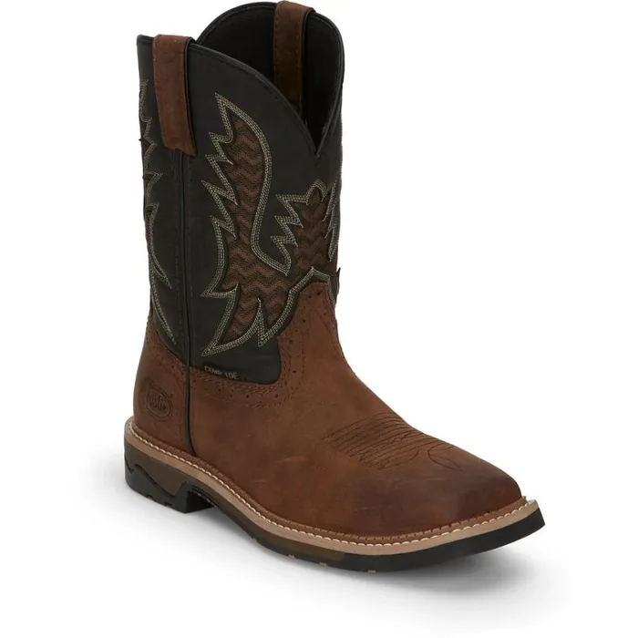 Work Men Justin Boots Bolt 11034 Nano Composite Toe Brown