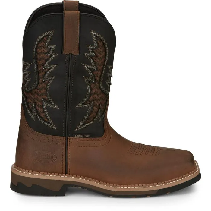 Work Men Justin Boots Bolt 11034 Nano Composite Toe Brown