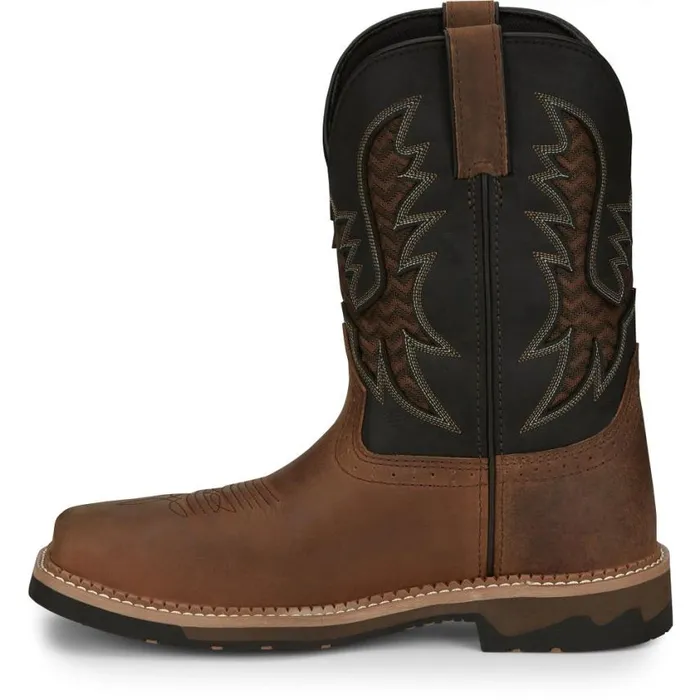 Work Men Justin Boots Bolt 11034 Nano Composite Toe Brown