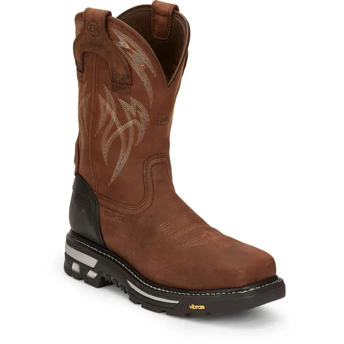 Work Men Justin Boots Frontline Hiviz 11 Waterproof Work Boot Walnut Brown 040brown041