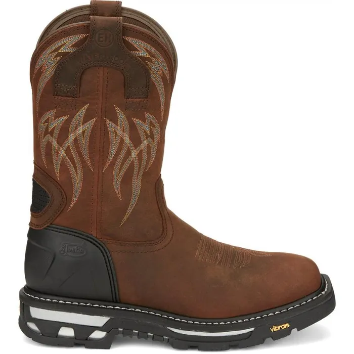 Work Men Justin Boots Frontline Hiviz 11 Waterproof Work Boot Walnut Brown 040brown041