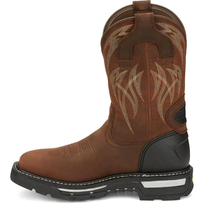 Work Men Justin Boots Frontline Hiviz 11 Waterproof Work Boot Walnut Brown 040brown041