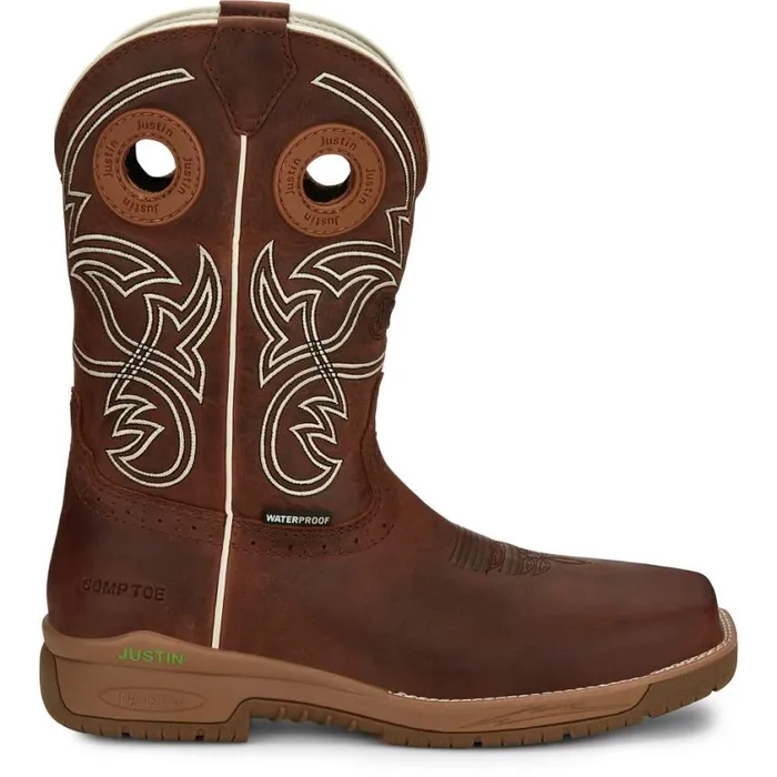 Work Men Justin Boots Nitread 11034 Nano Composite Toe Waterproof Work Boot Spice Brown 040brown041