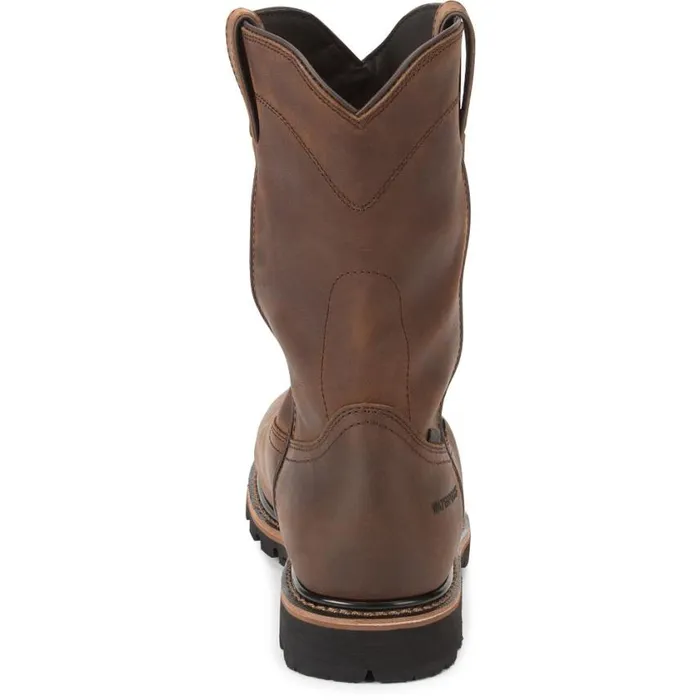 Work Men Justin Boots Pulley 10034 Composite Toe Waterproof Work Boot Brown