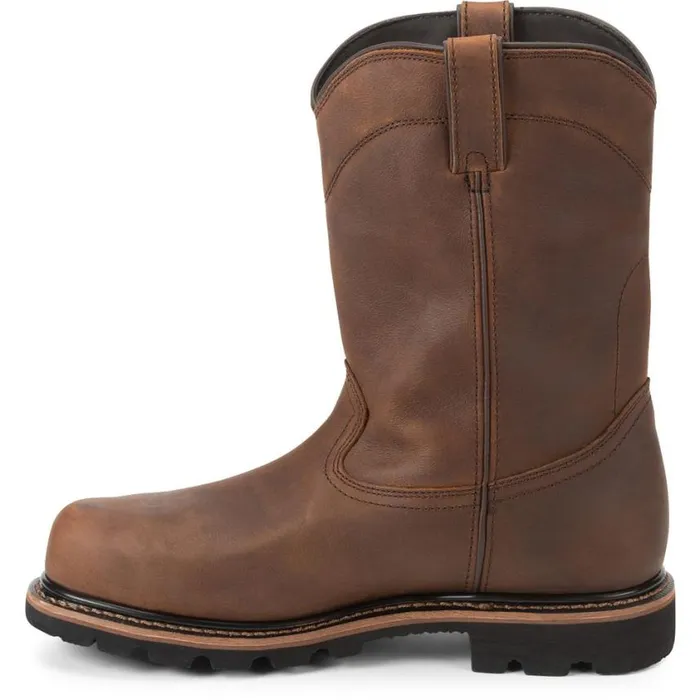 Work Men Justin Boots Pulley 10034 Composite Toe Waterproof Work Boot Brown