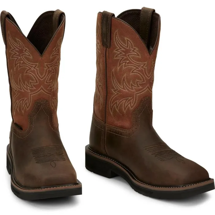 Work Men Justin Boots Switch 11034 Composite Toe Work Boot Brown