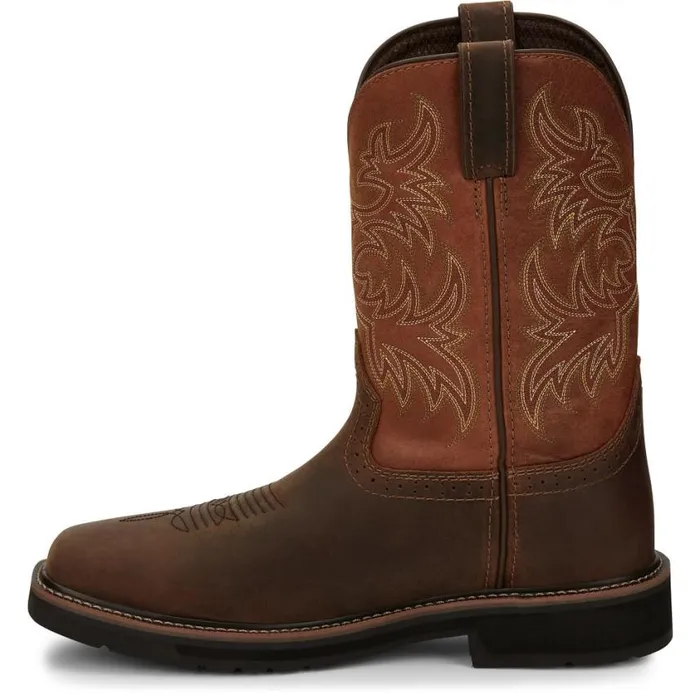 Work Men Justin Boots Switch 11034 Composite Toe Work Boot Brown