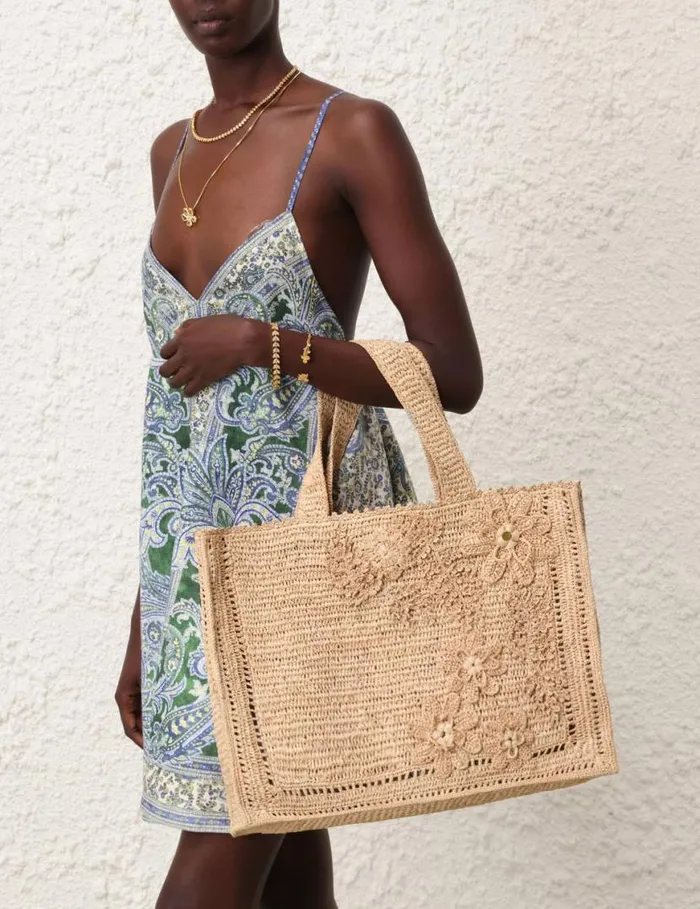 Zimmermann Bags Floral Raffia Tote Natural 8211 Women