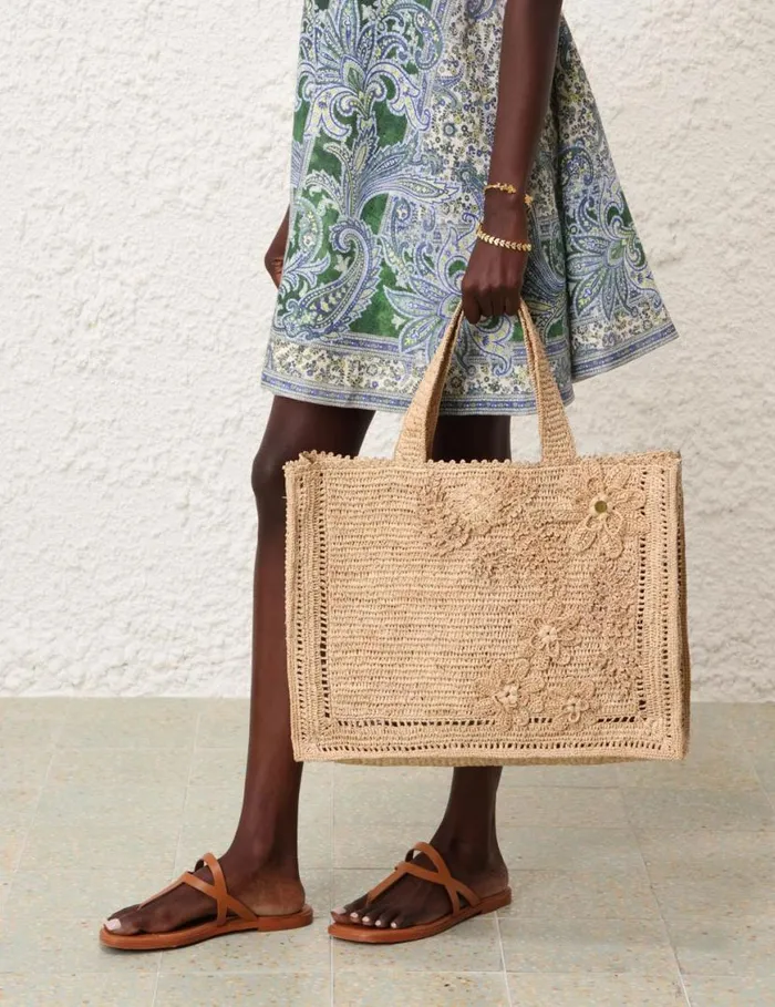 Zimmermann Bags Floral Raffia Tote Natural 8211 Women