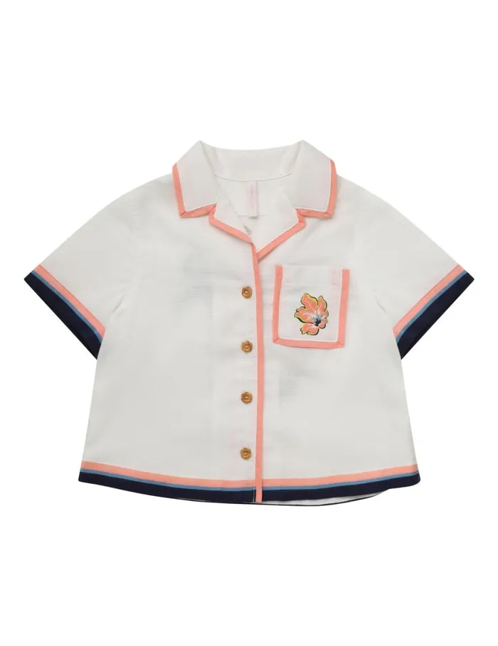 Zimmermann Clothing Alight Relaxed Shirt Ivory Multi 8211 Kids