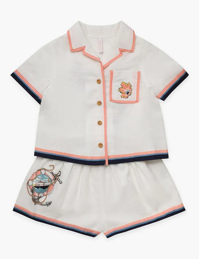 Zimmermann Clothing Alight Relaxed Shirt Ivory Multi 8211 Kids