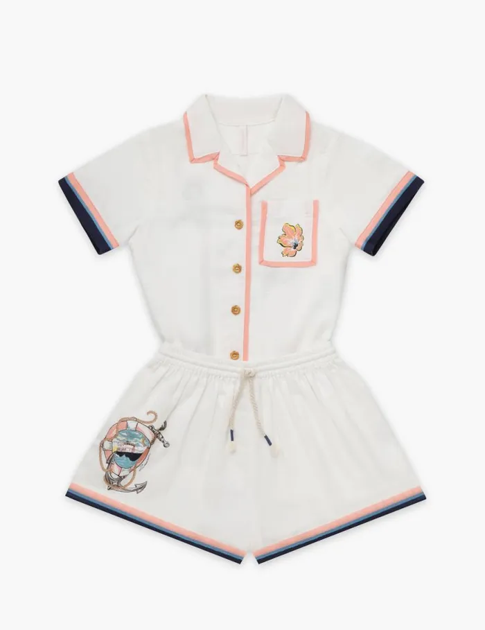 Zimmermann Clothing Alight Relaxed Short Ivory Multi 8211 Kids