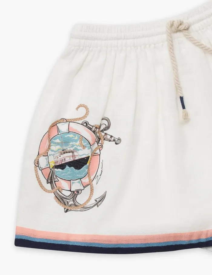 Zimmermann Clothing Alight Relaxed Short Ivory Multi 8211 Kids