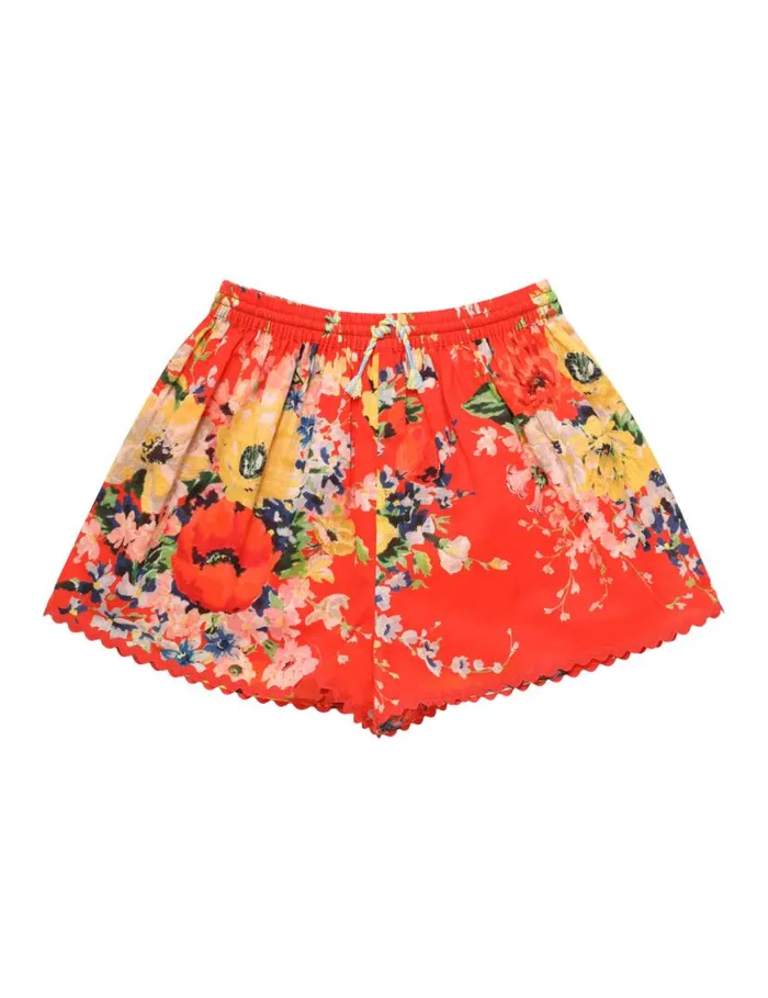 Zimmermann Clothing Alight Relaxed Short Red Floral 8211 Kids
