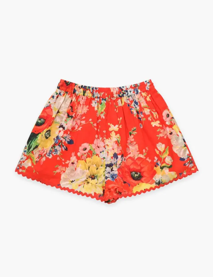 Zimmermann Clothing Alight Relaxed Short Red Floral 8211 Kids