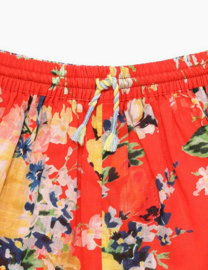 Zimmermann Clothing Alight Relaxed Short Red Floral 8211 Kids