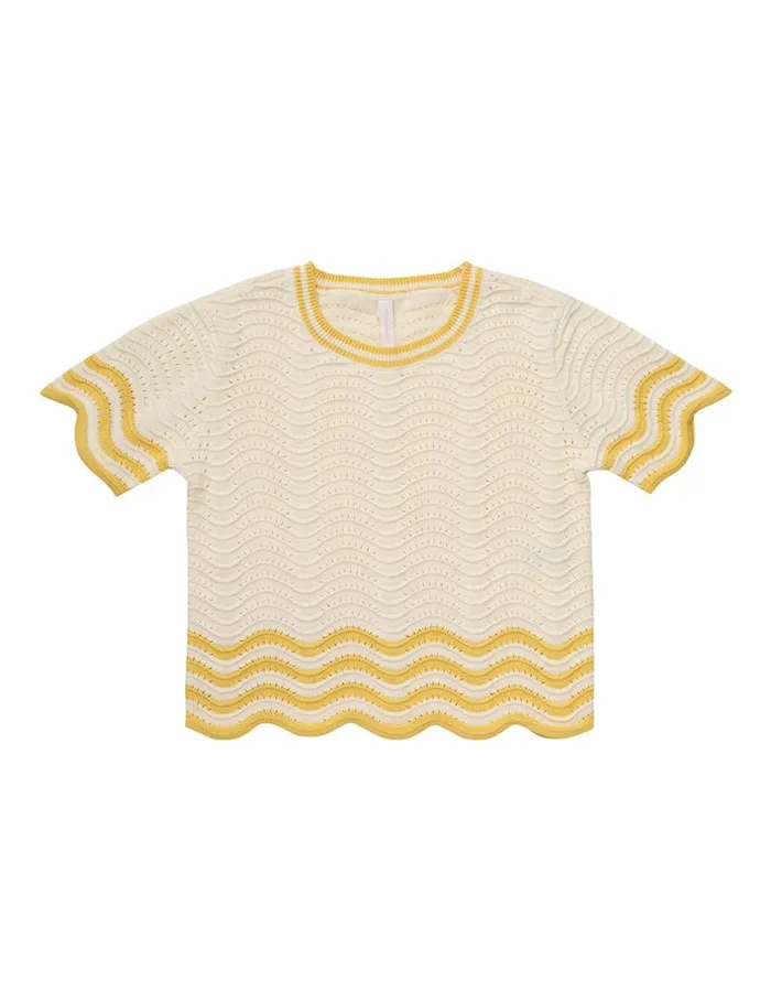 Zimmermann Clothing Alight Textured Knit Tee Creamyellow 8211 Kids