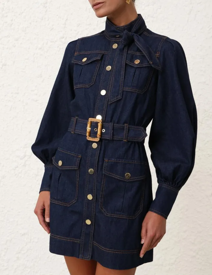 Zimmermann Clothing Denim Pocket Dress Ink 8211 Women