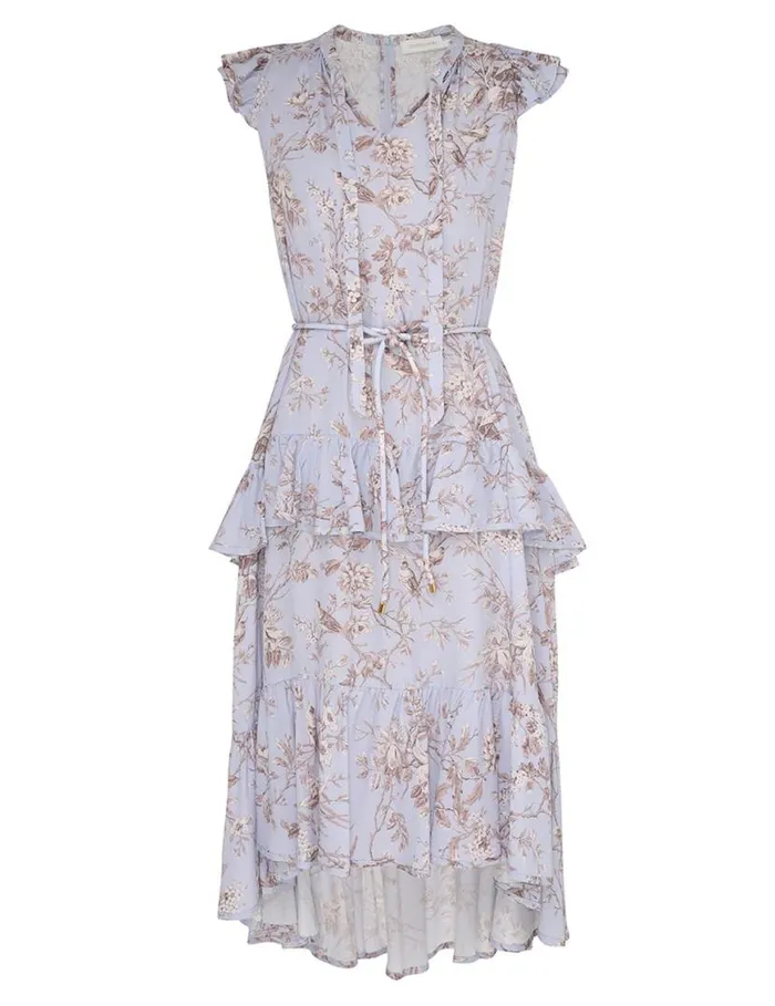 Zimmermann Clothing Frilled Tank Midi Dress Blue Mockingbird 8211 Women