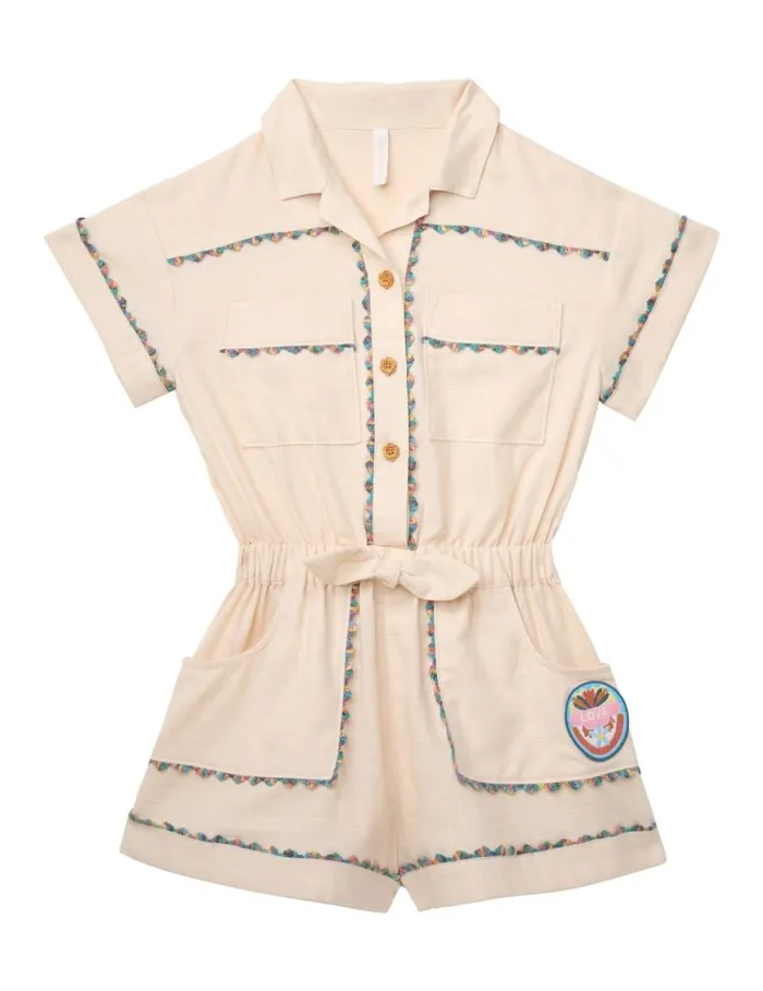 Zimmermann Clothing Halliday Pocket Playsuit Tea 8211 Kids