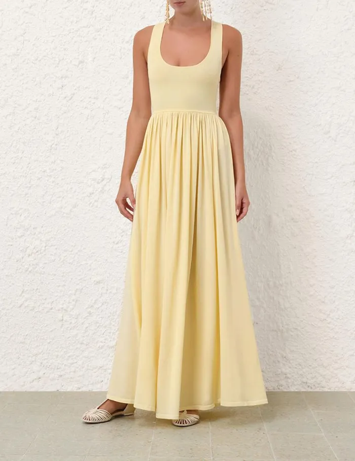 Zimmermann Clothing Harmony Metallic Tank Dress Lemon 8211 Women