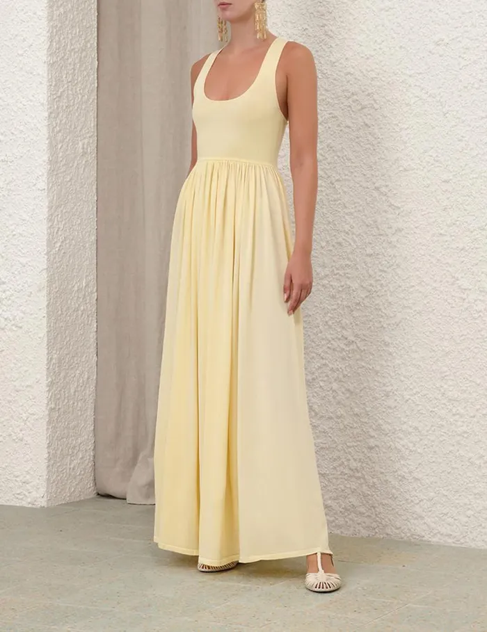 Zimmermann Clothing Harmony Metallic Tank Dress Lemon 8211 Women