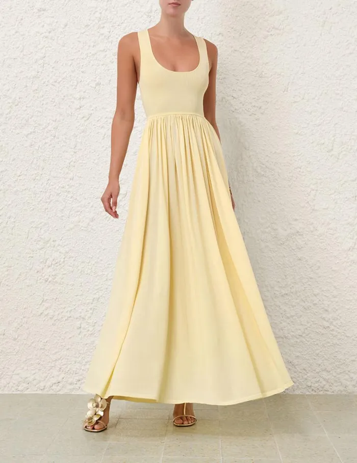 Zimmermann Clothing Harmony Metallic Tank Dress Lemon 8211 Women