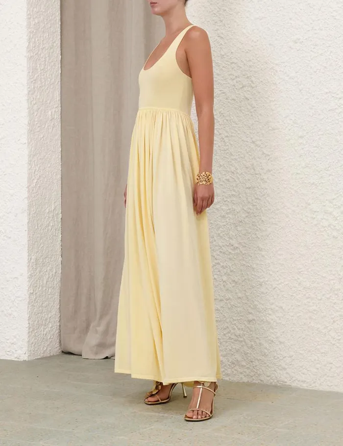Zimmermann Clothing Harmony Metallic Tank Dress Lemon 8211 Women