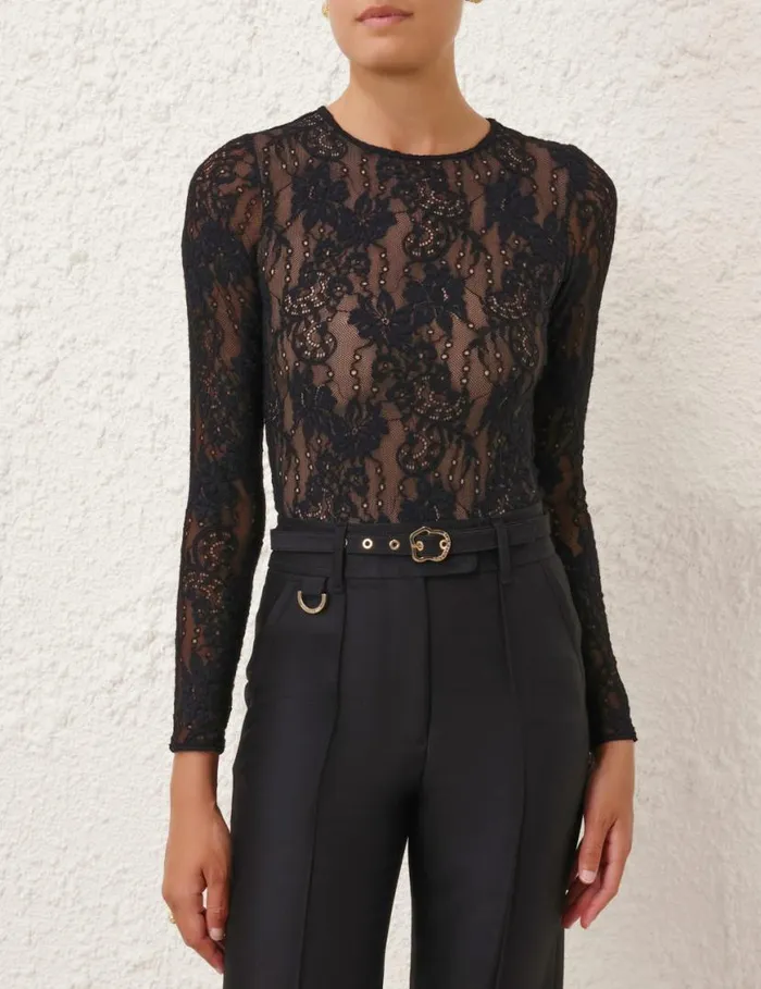 Zimmermann Clothing Lace Bodysuit Black 8211 Women