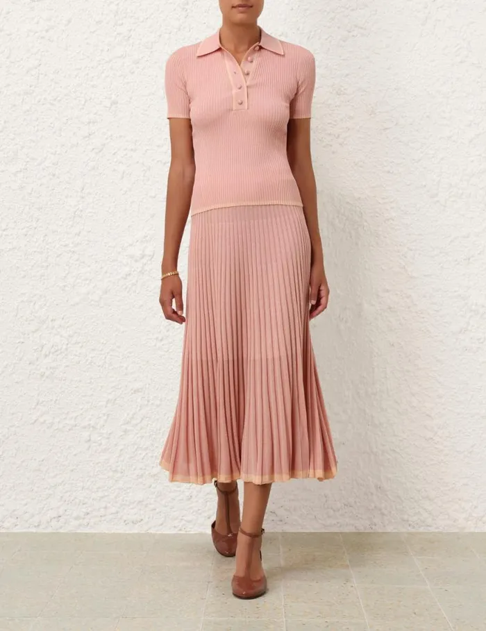 Zimmermann Clothing Metallic Midi Skirt Peach 8211 Women