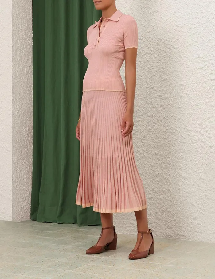 Zimmermann Clothing Metallic Midi Skirt Peach 8211 Women