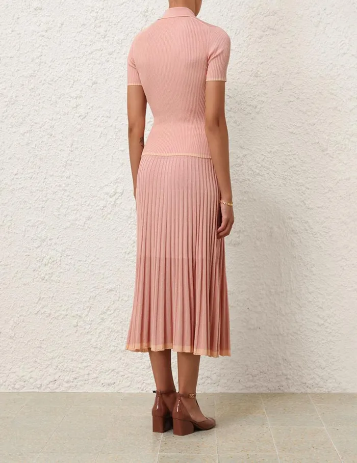 Zimmermann Clothing Metallic Midi Skirt Peach 8211 Women