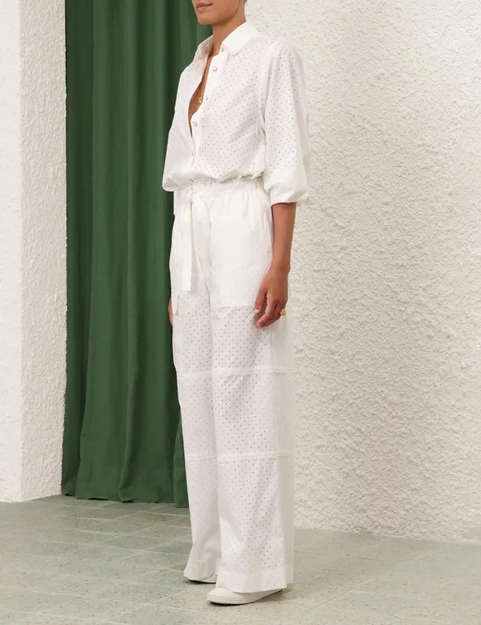 Zimmermann Clothing Natura Burnout Oversized Shirt Ivory 8211 Women