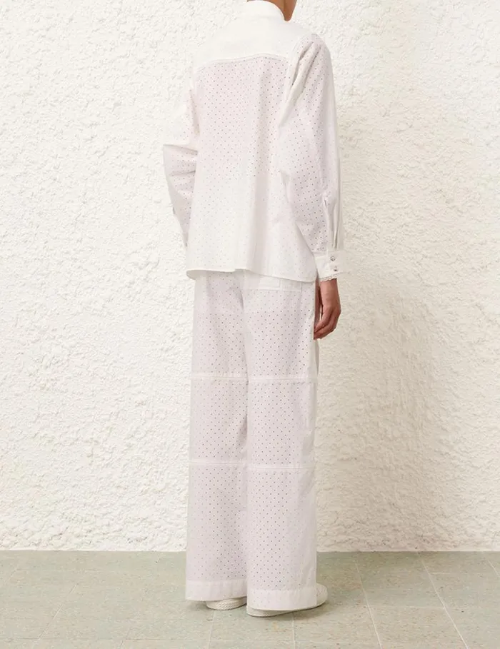 Zimmermann Clothing Natura Burnout Oversized Shirt Ivory 8211 Women