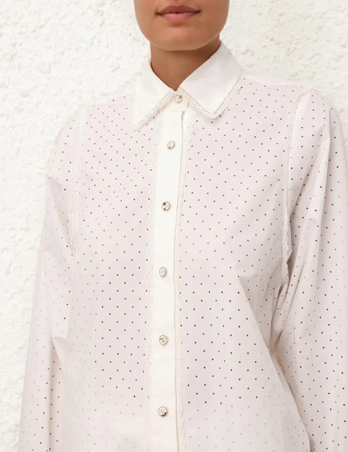 Zimmermann Clothing Natura Burnout Oversized Shirt Ivory 8211 Women