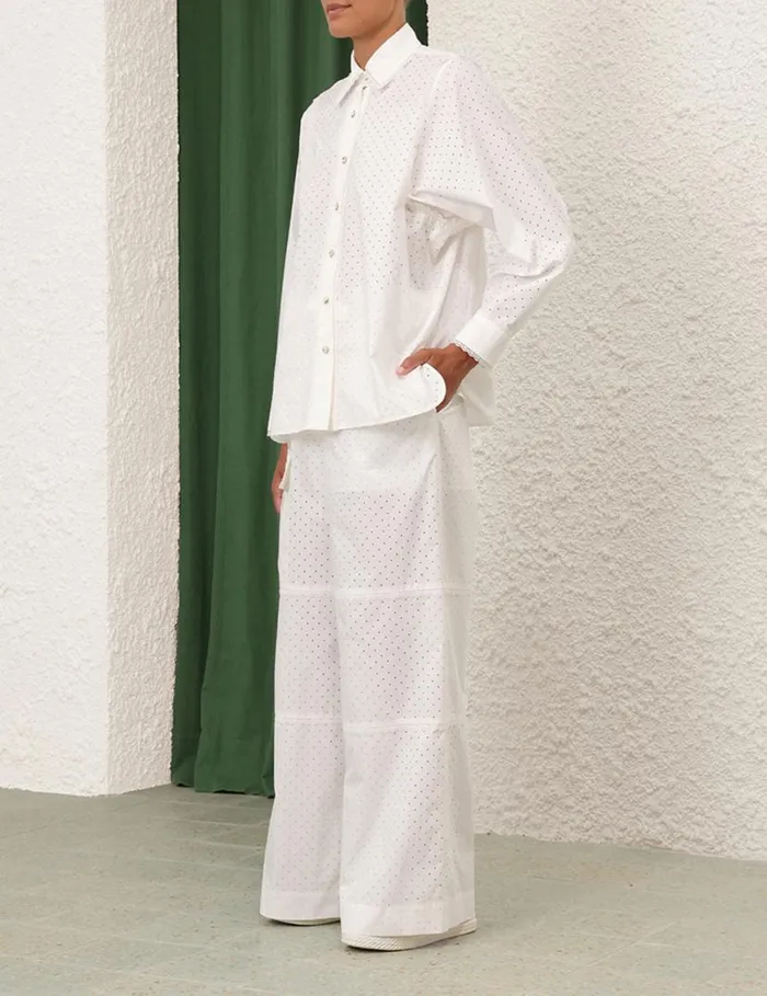 Zimmermann Clothing Natura Burnout Oversized Shirt Ivory 8211 Women