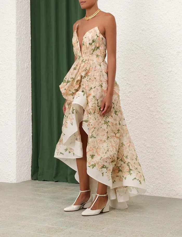 Zimmermann Clothing Natura Draped Midi Dress Coral Azalea 8211 Women