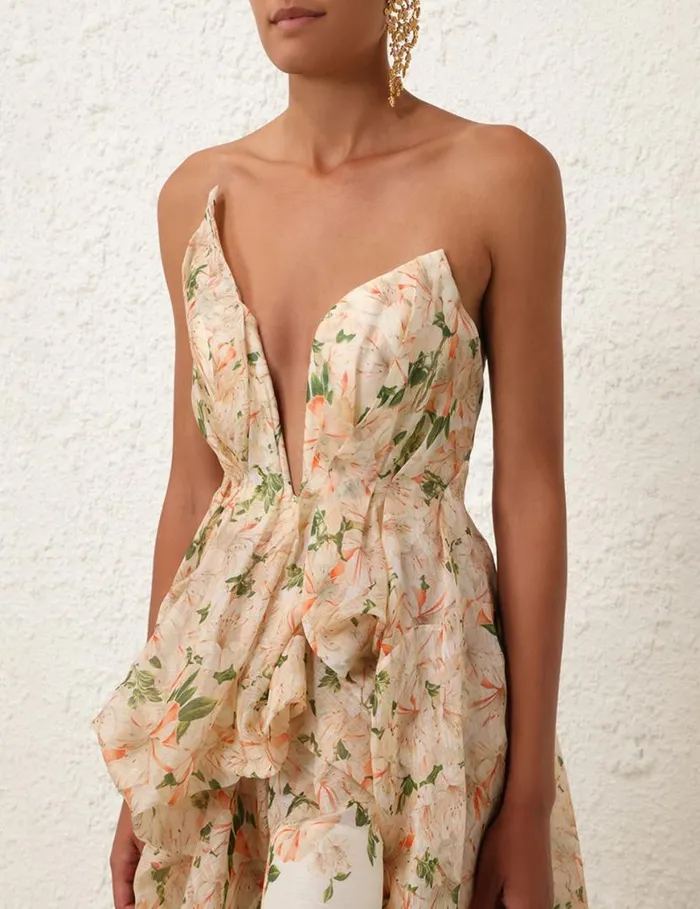Zimmermann Clothing Natura Draped Midi Dress Coral Azalea 8211 Women